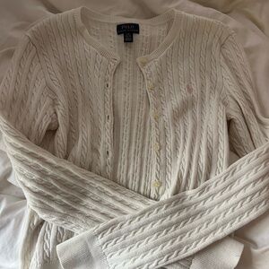 Polo by Ralph Lauren Girl’s White Cable Knit Sweater